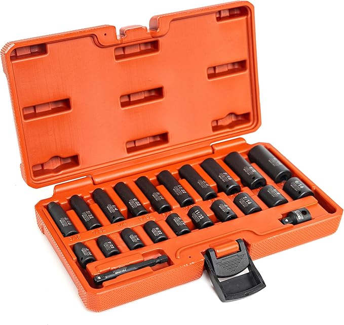 NEIKO 02435A, 22 Piece, 1/4 Socket Set, Standard 3/16????9/16??SAE, Deep and Shallow Sockets, Chrome Vanadium Steel, 3/8??to 1/4??Reducer, Hex Shank Socket Impact Adapter, 1/4 Drive Socket Set