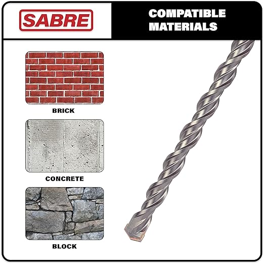 3/8 Inch x 12 Inch SDS Plus Rotary Hammer Drill Bit, Carbide Tipped for Brick, Stone, and Concrete Version 2 (3/8" x 10" x 12")