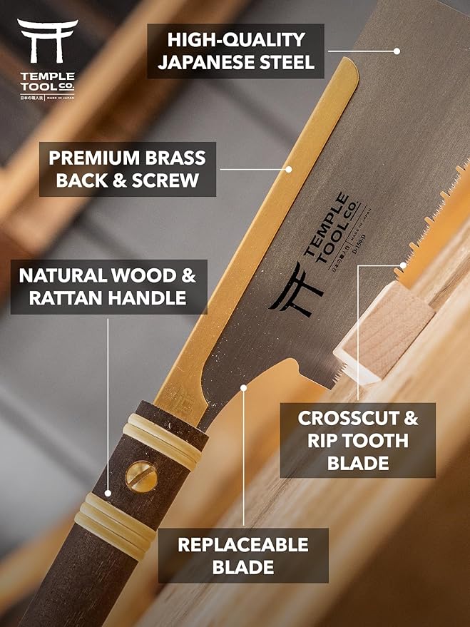 Japanese Pull Saw - Dozuki 6 for Ripcut and Crosscut - Hand Saw for Dovetails, Tenons, Fine Joinery - Dovetail saw - Temple Tool Co.