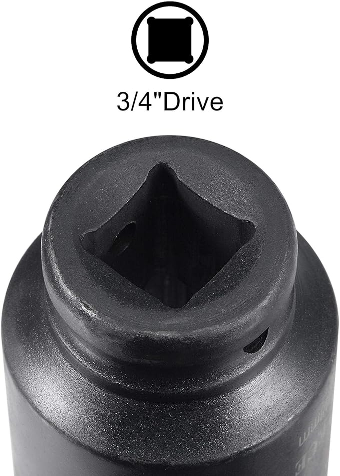 uxcell 3/4-Inch Drive 38mm 12-Point Deep Impact Socket, CR-MO Steel 78mm Length, Metric Sizes