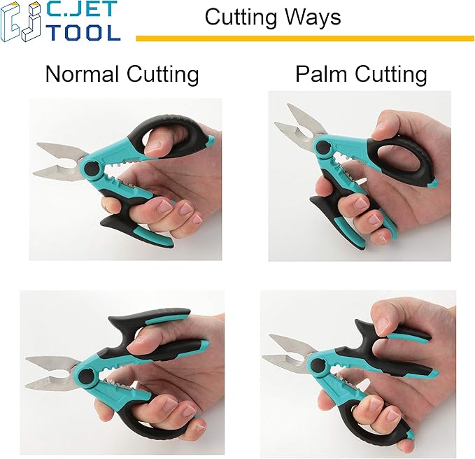 7" Stainless Professional Electrician Scissors Multi-Grip Design Aluminium Copper Soft Cable
