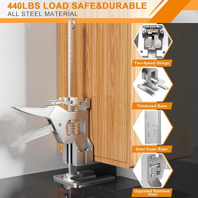 Labor Saving Arm Jack 2 Pack, 440LBS Capacity Furniture Jack with Stainless Steel Construction, 12-Inch Multi-Functional Lifting Tool & Height Adjuster for Windows, Doors, Tiles, Appliances