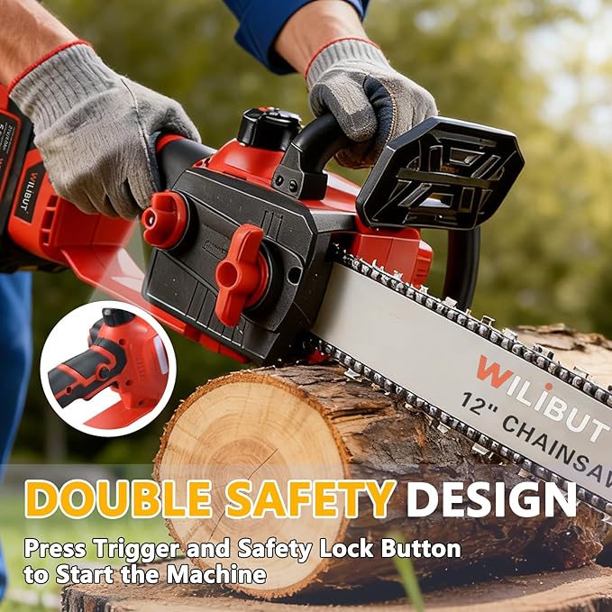 12" Brushless Electric Chainsaw Cordless, Compact Chain Saw with 2 x 4.0Ah Battery and Charger, Auto Oiler, Low Kickback, 20V Battery Powered Chainsaw for Pruning, Tree Trimming, Wood Cutting