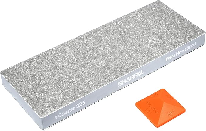 SHARPAL 168H Large 8" x 3" Dual-Grit Diamond Sharpening Stone ??Coarse 325 & Extra-Fine 1000 Grit Monocrystalline Diamond Whetstone, Professional Knife Sharpener with Anti-Slip Pad and Angle Guide