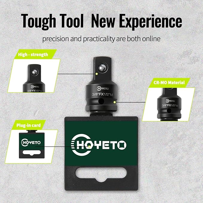 3/8" to 1/2" Impact Socket Adapter | Chrome Molybdenum Alloy (Cr-Mo) Steel | Drive Impact Driver Conversions for Impact Wrench