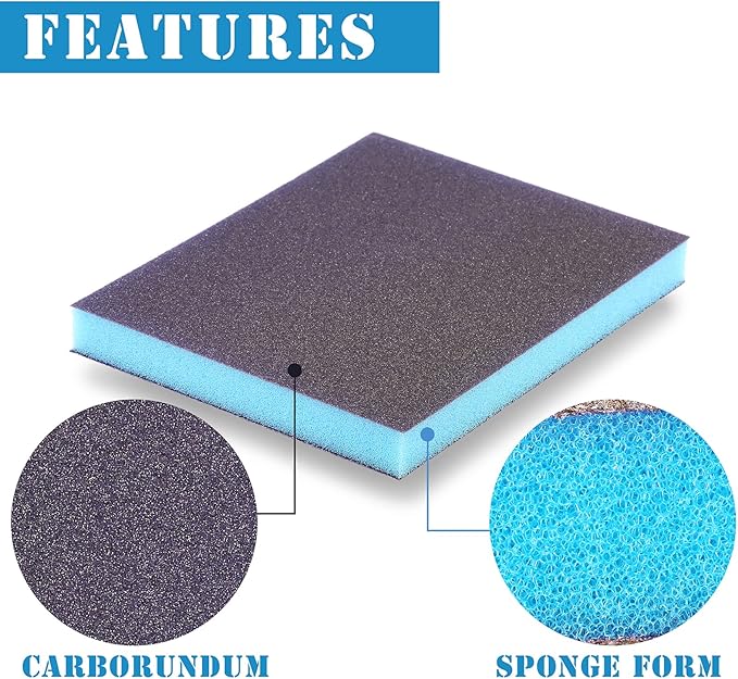 8Pcs 120 Grit Sanding Sponge, Jamiikury Fine Sanding Blocks Washable and Reusable, Wet Dry Sandpaper Sponge for Wood Metal FurniturePaint and Drywall