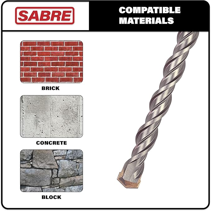 3/8 Inch x 18 Inch SDS Plus Rotary Hammer Drill Bit, Carbide Tipped for Brick, Stone, and Concrete (3/8" x 16" x 18")