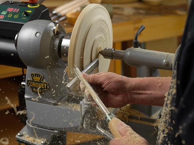 Record Power Coronet Herald Wood Lathe ??Professional Benchtop Lathe with Swivel Head, 1 HP Motor, Variable Speed 95??890 RPM, 1-1/4" Spindle Thread, Compact Design with Heavy-Duty Build