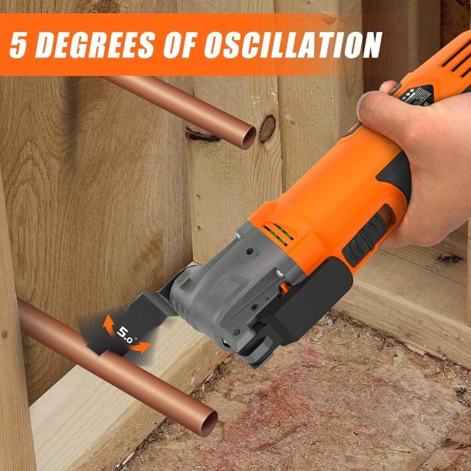 ENERTWIST Oscillating Tool, 4.2 Amp Oscillating Multitool Kit with 5째 Oscillation Angle, 6 Variable Speed, 31pcs Saw Accessories, Auxiliary Handle and Carrying Bag, ET-OM-500
