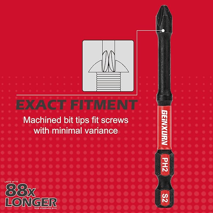 Impact Tough #2 Phillips 3 in. D2 Steel Long Extension Insert Driver Bits,8Pack 1/4 Inch Hex Shank Long Cross Magnetic PH2 Screwdriver Bits Set