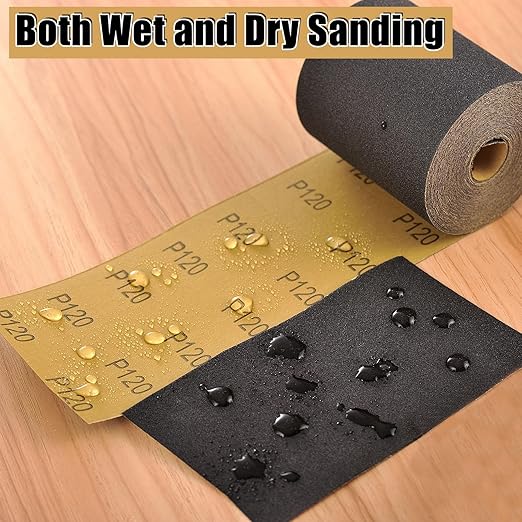 MAXMAN 1000 Grit Sandpaper Roll, Silicon Carbide Wet Dry Longboard Sand Paper, 3-2/3" Wide 11 Yard Long Continuous Roll, for Auto, Wood, Metal Sanding Polishing, Hand Sanding Blocks