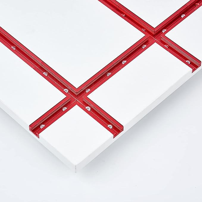 STRONGROWTH 24"X2pk T track with 2pk Hold Down Clamps - Double Cut Profile Universal T-Track Clamps, 6-3/8"L x 1-1/4"W - Woodworking and t slot clamp - Fine Sandblast Anodized - Red Color