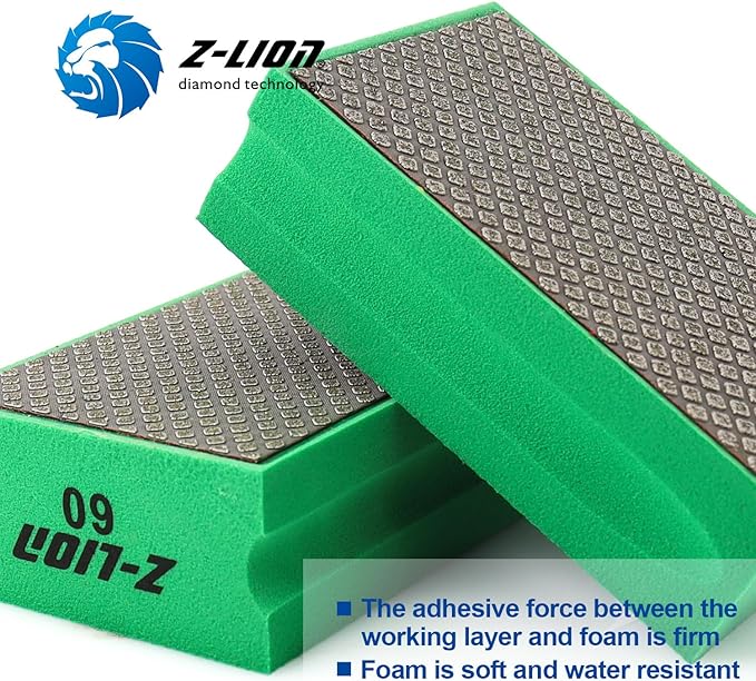 Z-Lion Electroplated Diamond Hand Polishing Pads Foam Back for Granite Marble Stone Glass Ceramic(4pcs/Set)