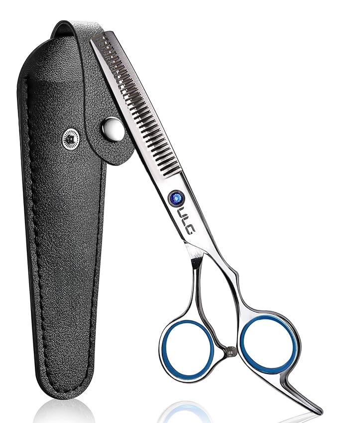 ULG Professional Thinning Shears with Leather Case - 6.5??Japanese Stainless Steel Texturizing & Hair Cutting Scissors for Salon & Home Use