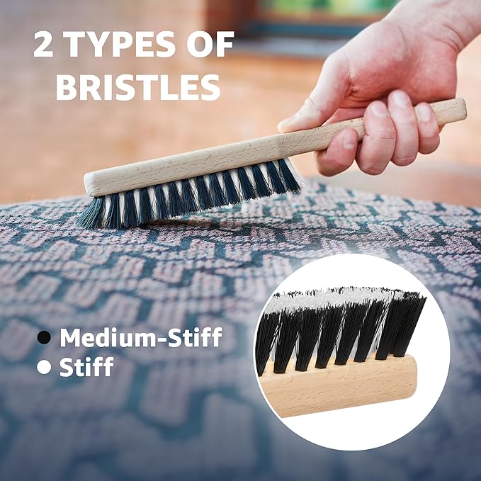 Carpet Cleaning Brush, Scrub Brush with Handle for Floor Mats, Heavy Duty Carpet Cleaner Brush, Rug Brush, Upholstery Brush for Indoor and Outdoor, Stiff Nylon Bristles Car Carpet Brush, White