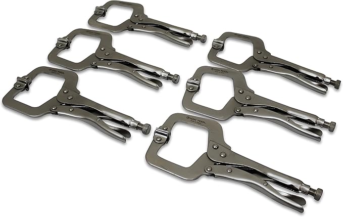 6 Pack - 11??C-Clamp Locking Pliers, Swivel Pads