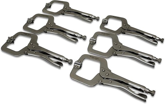 6 Pack - 11??C-Clamp Locking Pliers, Swivel Pads