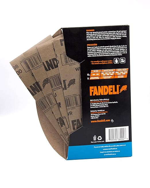 Fandeli | Waterproof Sandpaper | Assortment of Grits from 120 to 2500 | 36 Sheets 23 x 9,3 cm | for Car Polishing, Wood Furniture Sanding and Metal Sanding | Water Resistant