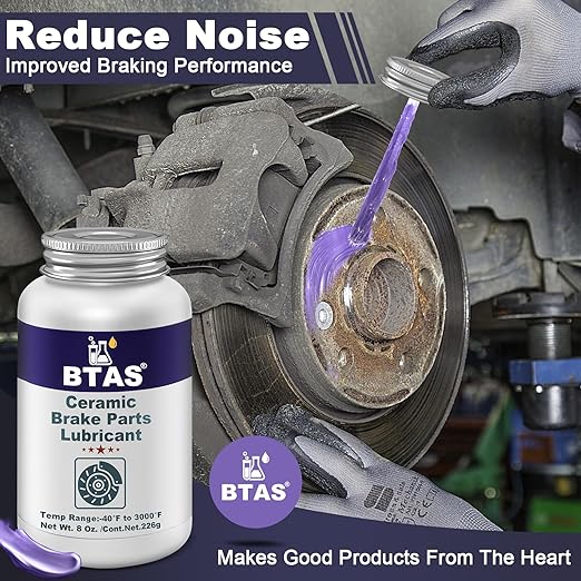 Silicone Brake Grease Lubricant for Brake Caliper Pad Pin Parts Lube, Synthetic Ceramic Brake Grease with Brush 8 oz