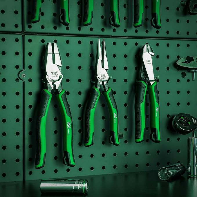 SK 8-Inch Diagonal Pliers, Heavy Duty Side Cutters, High Carbon Steel, Ergonomic Anti-slip Handle for Comfortable Grip