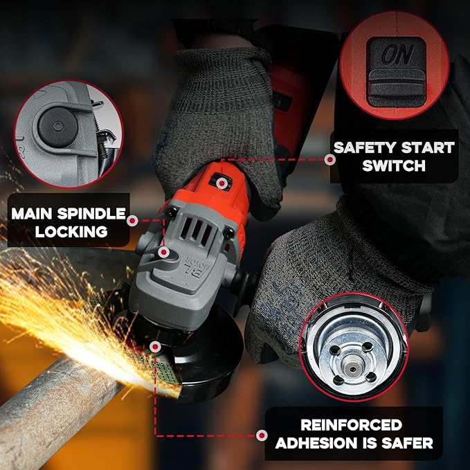 Angle Grinder, Cordless Grinder with 2 횞 5.0Ah Batteries, 10000RPM Battery Powered Grinder, 3 Speed Angle Grinder Tool, Cordless Grinder with Battery and Charger for Cutting Shaping Grinding Polishing