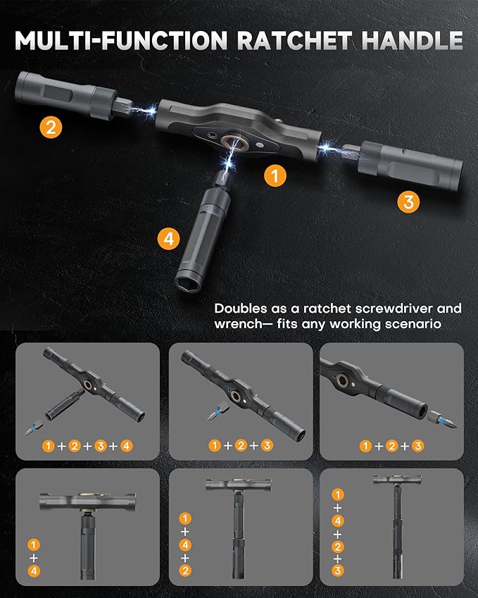 42 in 1 Magnetic Screwdriver Set, T-Handle Ratchet Screwdriver Kits with S2 Steel Bits, Precision Hand Tools for Electronics Repair, DIY Projects, Home Maintenance - Ideal Gift for Men & Women