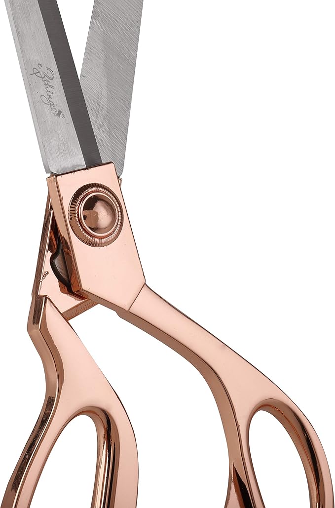 eZthings짰 10" + 4.5" Sewing Shears + Embroidery Stork Scissors Titanium Stainless Steel Ultra Sharp Tailor Dressmaker's Set for Cutting Fabric, Canvas, Denim (10 Inch + 4.5" Set Rose Gold)