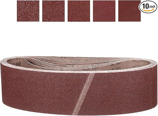 4 x 36 Inch Sanding Belt, 10 Pcs 40/60/100/180/320 Grit Knife Sharpener Belts Work Sharpening for Belt Sander Knife Carving Tool Metal Working