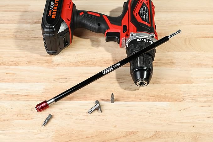 ARES 70207 - Drill Extension Bit Holder - 12-Inch Quick Release - Works With All 1/4-Inch Drive Bits - Quick Release Mechanism Makes Changing Bits a Breeze