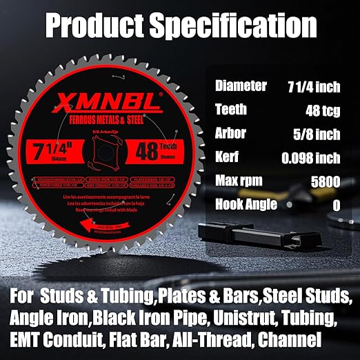 7-1/4 Inch Metal Cutting Saw Blade,Replace for Diablo D0748CF 7 1/4 Inch Metal and Stainless Steel Cutting Saw Blade,Compatible with 7-1/4 Inch Circular Saw,Cermet Carbide,5/8" Arbor,5X Longer Life