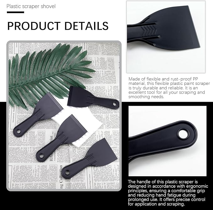 10Pcs Plastic Putty Scraper, Putty Knives for Taping Drywall Spreading Painting Wall Scratching, 3" Width 6mm Thin