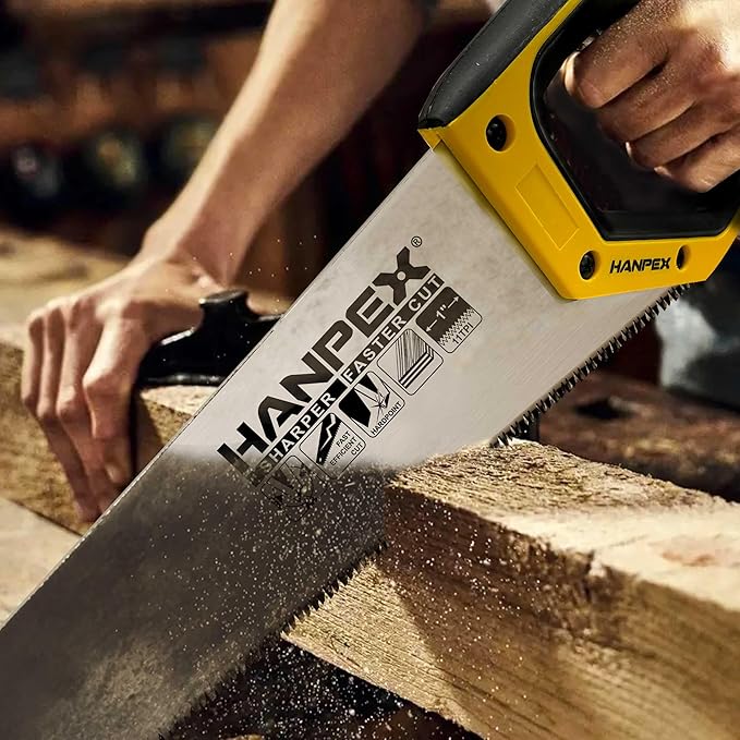 14" Pro Hand Saw, 11 TPI Fine-Cut Handsaw - Sharp Manual Saw Idea for Cutting Wood, Sawing, Gardening, Trimming, Plastic Pipe, Drywall
