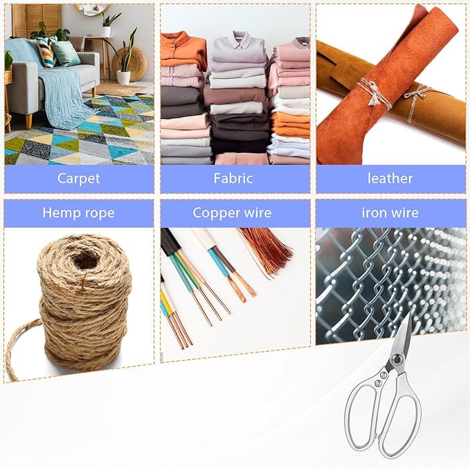 All Metal Scissors Stainless Steel Short Blades Sharp Cutting Heavy Duty Shears Large Handle Scissors for Carpet Cardboard Wires Crafting Sewing Fabric Leather Cloth Tailor Belts Office Home