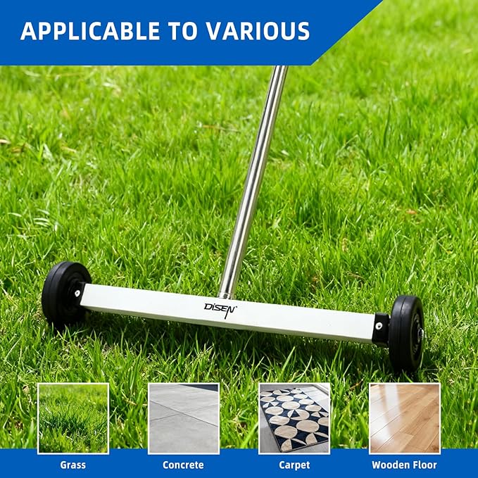 DISEN 17-Inch Magnetic Pick Up Sweeper Lawn Sweeper Roofing Tools Magnet for Nails Adjustable Handle 8.8-Pound Capacity Heavy-Duty Magnet to Pick Up Nails with Telescoping Magnet Pick-up Tool Set