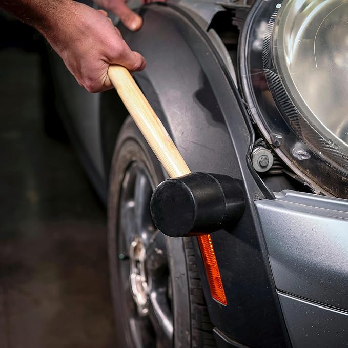 GreatNeck RM32 32 Oz Rubber Mallet Hammer For Construction, Woodworking, Automotive, Heavy Duty Double Faced Mallet Features Polished Hardwood Handle, Dual Sided Non-Marring Rubber Head
