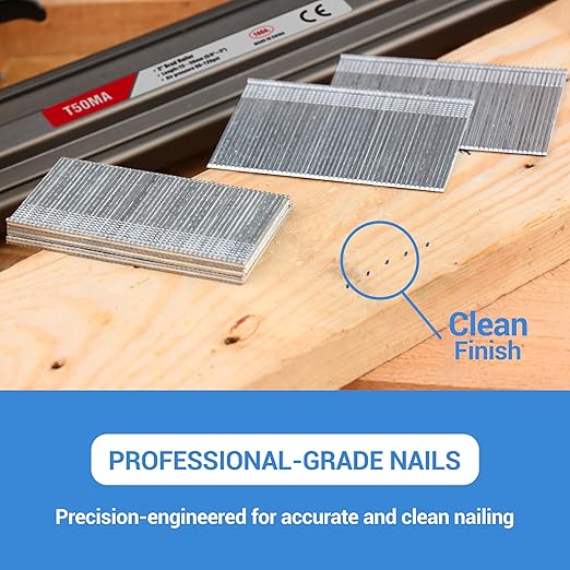 meite 16 Gauge Finish Nails, 2-Inch Galvanized 16 Gauge Nails, Small Straight Finishing Nail for 16 Gauge Finish Nailer Guns (5 Boxes)
