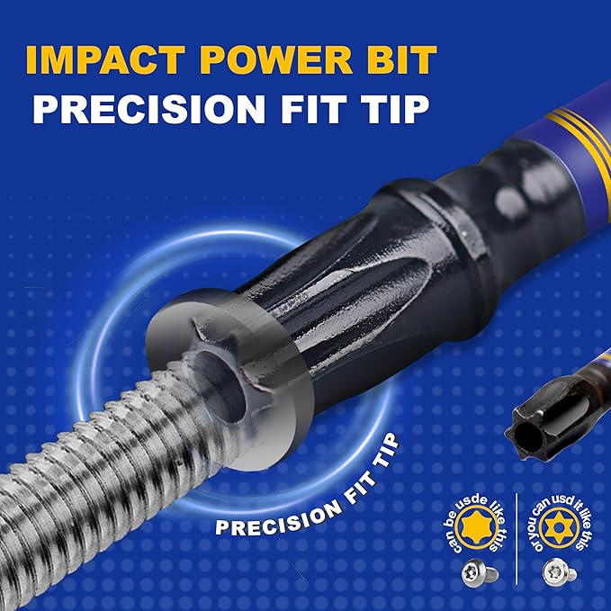 Impact Security Torx Screwdriver Bits Set,22 Pcs Magnetic (T7-T40) S2 Steel Multi Hollow Star Insert Power Bit Tips with Bit holder and Storage Organizer