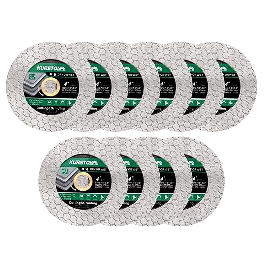 Tile Diamond Saw Blade - 10PCS 4"/105mm Dual-Purpose Diamond Cutting Disc,Angel Grinder Blade Arbor 7/8"-5/8" for Cutting and Grinding Ceramic Tiles,Porcelain,Granite,Marble