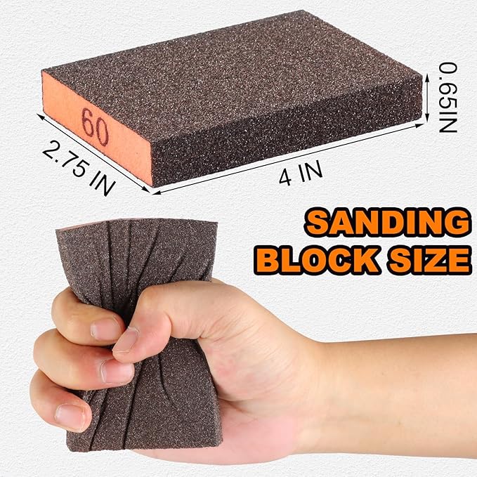 8 Pack Sanding Sponge, Washable & Reusable Sanding Blocks for Drywall, Wood, Metal & Furniture ??Premium Sandpaper Block Assortment with 60/80/120/220 Grit