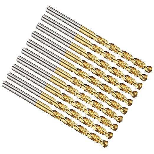 PATIKIL 4mm Drill Bit, M42 8% Cobalt High-Speed Steel Jobber Straight Shank 135° Titanium Nitride (TiN) Coated for Hard Metal Stainless Steel - 10 Pack