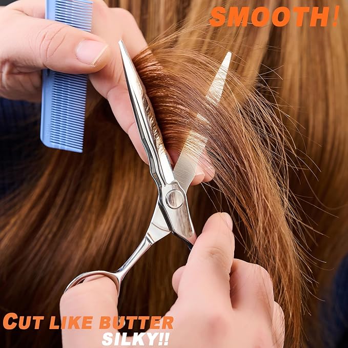 High-end Professional Extremely Very Sharp Barber Hair Cutting Scissors Hairdresser Shears For Hair 6.3 Inch Haircut Scissor Made Of Stainless Steel For Hairdressing Salon and Home Use