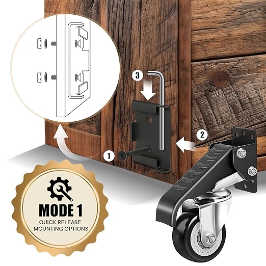 SPACECARE Workbench Casters kit 600Lbs Heavy Duty Quick Release 2 Mounting Options Retractable Workbench Stepdown Caster Wheels Adjustable Polyurethane Durable Steel Construction (Set of 4)
