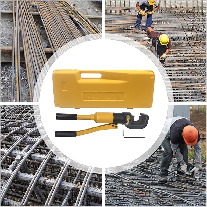 8 Ton 4-16mm Hydraulic Rebar Cutter&Benders Professional Handheld Hydraulic Rebar Cutter w/Box Steel Bolt Chain Cutting Tool for Roll Cages Can Cut Screw Thread Steel (Shear Area Max: 16mm/0.63in)