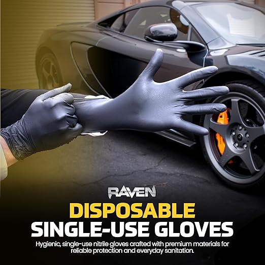 SAS Safety 66520 Raven Powder-Free Disposable Black Nitrile 7 Mil Mil Gloves, XXL , 100 Gloves by Weight