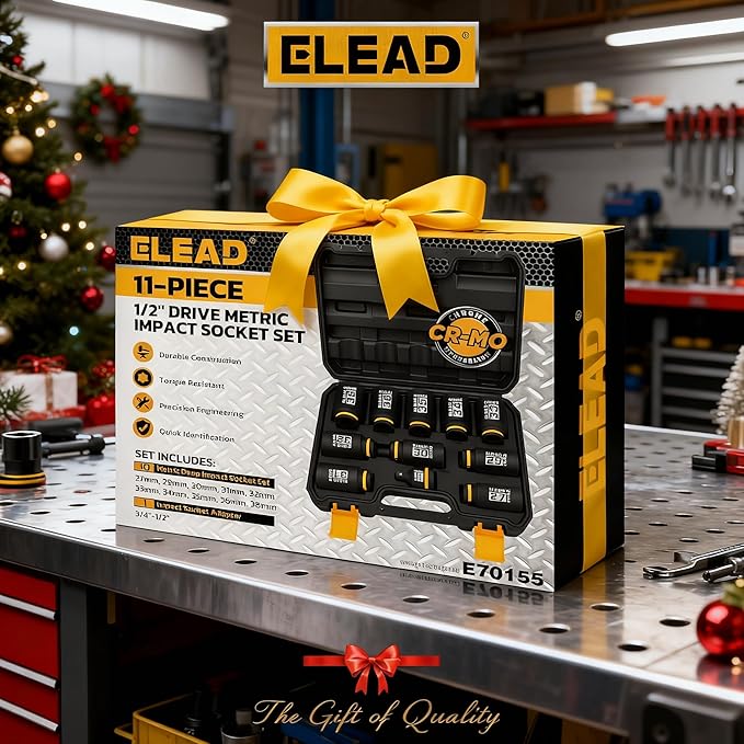 1/2'' Drive Deep Impact Socket Set: 11-Piece Metric Wheel Axle Nut Wrench Large Jumbo 27mm 29mm 30mm 31mm 32mm 33mm 34mm 35mm 36mm 38mm Car Spindle Joint High Torque Truck Bearing Locknut