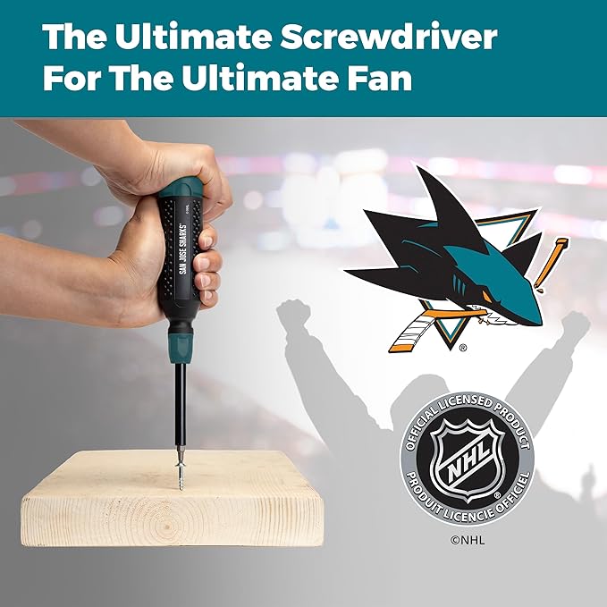 MEGAPRO짰 NHL짰 Team Edition Multi-bit Screwdriver | Officially Licensed NHL짰 Gear | Durable, Ergonomic, Pro-Grade Screwdriver (San Jose Sharks짰)