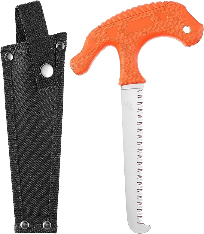 Hunting Bone Saw, 4.96 Inch CR13 Stainless Steel Sawtooth Blade, Ergonomic T Non Slip Handle, Compact Meat Saw for Camping, Hunting, Outdoor Processing and Hiking with Sheath