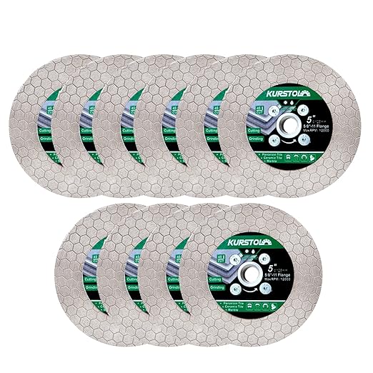 Tile Diamond Saw Blade - 10pcs 5"/125mm Dual-Purpose Diamond Cutting Disc,Angel Grinder Blade Arbor 5/8"-11 Thread for Cutting and Grinding Ceramic Tiles,Porcelain,Granite,Marble