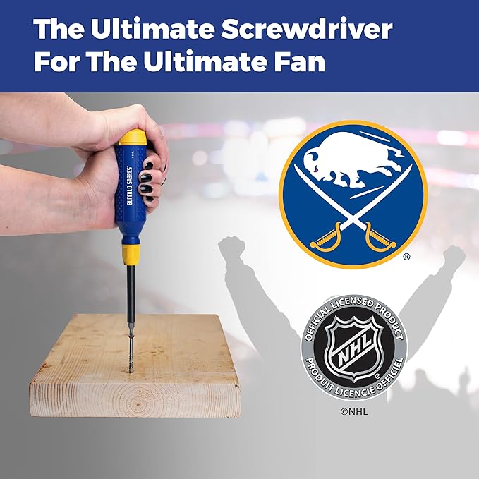 MEGAPRO짰 NHL짰 Team Edition Multi-bit Screwdriver | Officially Licensed NHL짰 Gear | Durable, Ergonomic, Pro-Grade Screwdriver (Buffalo Sabres짰)