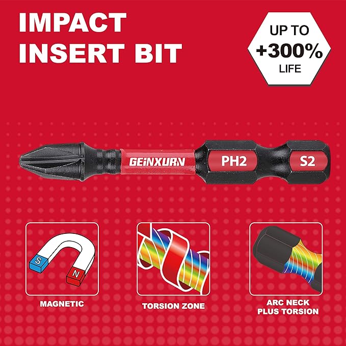 Impact Tough #2 Phillips 2 in. Insert Driver Bits,15Pack Bulk PH2 Screwdriver Bits Set
